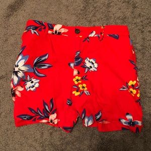 Red Floral Shorts